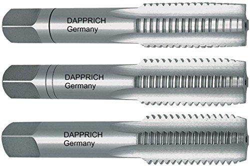 3-teilige Sätze Präzisions Handgewindebohrer HSSG, DIN 352, RH, British Standard Whitworth BSW nach DIN 11: 1/8 x 40 Gang, Durchmesser = 3,175 mm