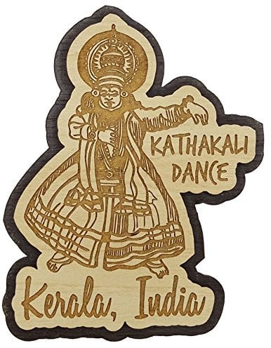 Printtoo Fridge Magnet Kerala Dance Engraved Wooden Souvenir Gift Collectibles