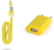 Cable Noodle 1M Chargeur + Prise Secteur pour Samsung Galaxy Tab S2 Smartphone Micro-USB Murale Pack Universel Android (Jaune)