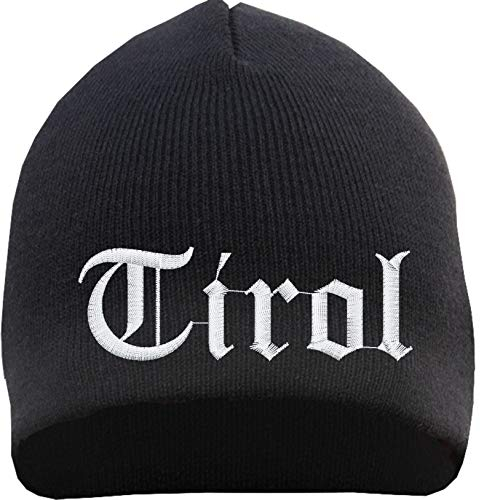 HB_Druck Tirol Beanie Mütze - Altdeutsch - Bestickt - Strickmütze Wintermütze Einheitsgröße Schwarz