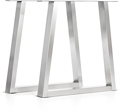 mina concept 11-2 Tischkufen Edelstahl – Tischgestell Trapez-förmig – Außenmaße 70 x 72 cm – Profil 80 x 40 mm – 2 Stück