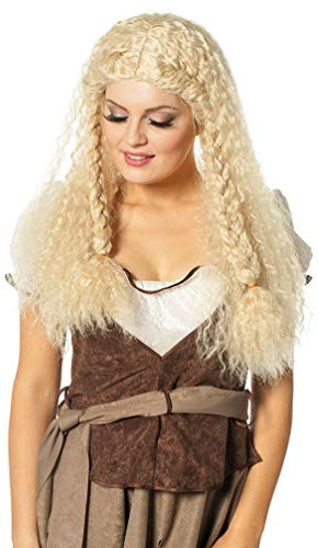 Karneval-Klamotten Mittelalter Perücke Locken blond Damen-Perücke für Magd Wikinger Dame