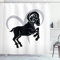 ABAKUHAUS Sternzeichen Widder Duschvorhang, Ram Silhouette, Stoffliches Gewebe Badezimmerdekorationsset mit Haken, 175 x 220 cm, Pale Grau Weiß