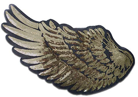 Catch the Patch Flügel Aufnäher zum Aufbügeln 35,5 x 25 cm Bügelbild für Mädchen Erwachsene mit Girly Pailletten Glitzer Glamour, Bügelpatch Patches Bügelflicken Geschenk