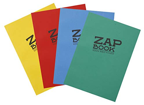 Clairefontaine 3355C - Packung mit 5 Zeichenheften Zap Books geleimt im Hochformat ZAP BOOK, DIN A5, 160 Blatt, 80g, blanko, Sortierung gemischt, 1 Pack