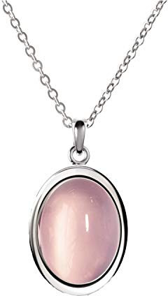 Franki Baker Oval Rose Quartz Gemstone Pendant Necklace on Sterling Silver Chain. Chain length: 50cm