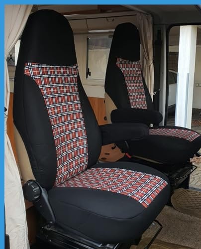 BREMER SITZBEZÜGE Maß Piloten Schonbezüge Sitzbezüge kompatibel mit Wohnmobil Camper Ducato Fahrer & Beifahrer 850 Schonbezug Set in Schwarz/Braun