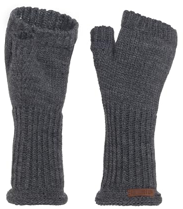 KNIT FACTORY - Cleo Handstulpen - Fingerlose Handschuhe - Gestrickte Handschuhe für Winter - Damen Handstulpen aus Wolle - Hochwertige Qualität - Anthrazit