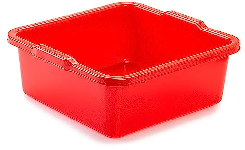 Acan Tradineur - Cubo, Barreño, Tina Multiusos - Fabricado en plástico - Producto y Utensilio de Limpieza - Forma Cuadrado - Capacidad de 8 litros - 31 x 30 cm - Color Rojo