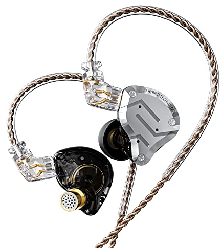 KZ ZS10 pro Auriculares internos con cable, auriculares con cable HiFi de 30Ω, monitores internos IEM, auriculares, auriculares, auriculares para música de juegos deportivos (Negro, sin Micrófono)