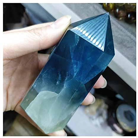 DOUPE Decoración de Cristal curativo Piedra Preciosa Puntos de Cristal de fluoritas Azules Raras Raras Ornamentos de Varilla Mineral de la Varilla de curación Torre de Las pi