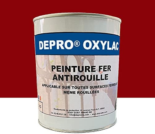 OXYLAC Peinture antirouille pour métal neuf et rouillé - 1KG (ROUGE FLAMME)