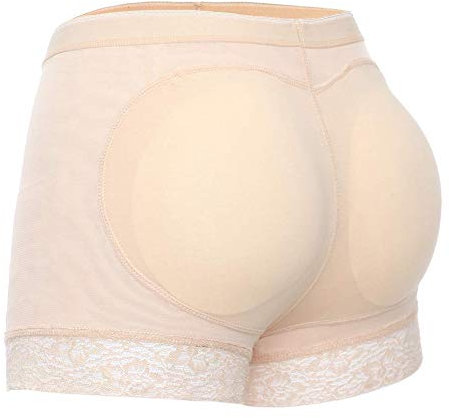 Joyshaper Damen Unterhose mit Gepolster Hüfte Heben Padded Höschen Po Push Up Miederhose Butt Lifter Miederpants Enhancer Spitze Panty Beige S
