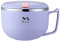 FIYSON Stainless Steel Soup Bowls with Handles,Instant Noodle Bowl with fork,Ramen Cooker Insulation Bowl with Sealing Lid/Mobile Phone Holder,Student Lunch Box Food Storage Container (Purple,1200ml)