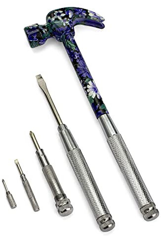 ENKAY - 6 in 1 Floral Hammer and Screwdriver, Multifunction Claw Hammer Tool with Flower Print (Pattern 5)