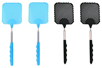 ccHuDE 4 Stück Teleskop-Fliegenklatsche, ausziehbar, Mückenklatsche, einziehbar, Fliegenklatsche, flexibel, manuelle Klatsche mit Edelstahlgriff