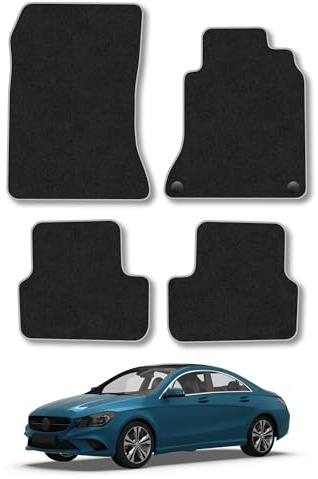 Mercedes CLA (2013-2019) Carpet Car Mats | Grey Edge Trim Tailored Fit Floor Mats Full Coverage Protection Accessories Easy Clean Anti Slip Made in the UK