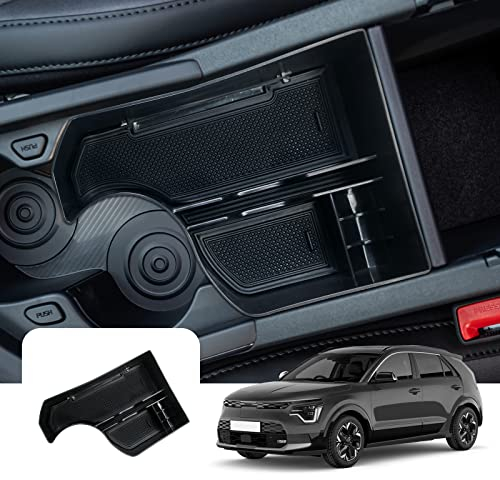LFOTPP Compatible con Kia Niro SG2 2022-2025 EV PHEV E-Niro Caja de Apoyabrazos Consola Central Para Coche, Caja de Almacenamiento Reposabrazos Organizador Accesorios (Negro)