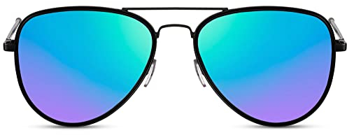 Cheapass Sonnenbrille Damen Herren Classic Navy Retro Big Blue verspiegelte recycelte UV-geschützte Gläser mit Metallrahmen