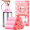 AOSULI Pedal Bin Liners with Tie Drawstring Handles 108 Counts Mini Plastic Garbage Bags 5l Small Waste Paper Bin Bags For Bathroom,Toilet,Office,Kitchen 3l-6l Rubbish Bin,Pink