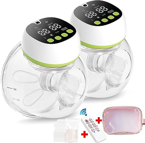 BESTEK Milchpumpe Elektrisch, Milchpumpe Elektrisch Tragbar mit 3 Modi 9 Stufen, USB Aufladung & Geräuscharm, Intelligente Fernbedienung, mit 8pcs Milchaufbewahrungsbeutel 2pcs Brustpolster