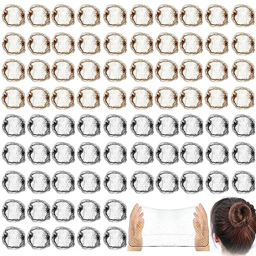 CLDURHGE Haarnetze, 80 Stück Unsichtbare Elastisches Haarnetze mit Haarnadel Haarnetz Nylon Wig Cap Perücke Kappen Dutt Haarnetz Nylon Haarnetze Perückennetz(Schwarz und braun)