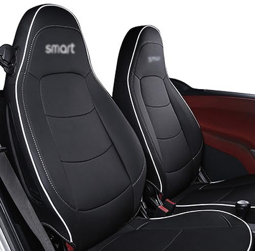 DecTer Auto Leder Sitzbezügesets für Smart 451 Fortwo Wasserdicht Verschleißfest Innenraum Schonbezüge sitzschoner Auto Accessories,Black White Style