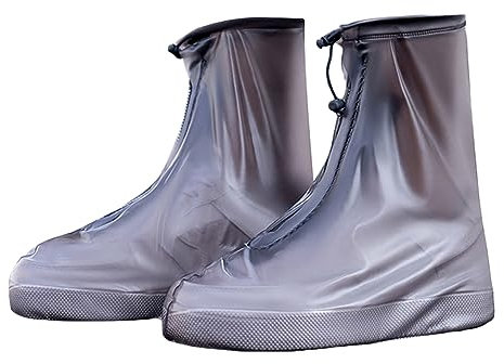2 Paia Copriscarpe Impermeabili,Antiscivolo Impermeabile Copertura per Stivali da Pioggia Pieghevole Riutilizzabile Copriscarpe da Pioggia con Cerniera Uomo Donna Protezioni per Scarpe da Esterno 3XL