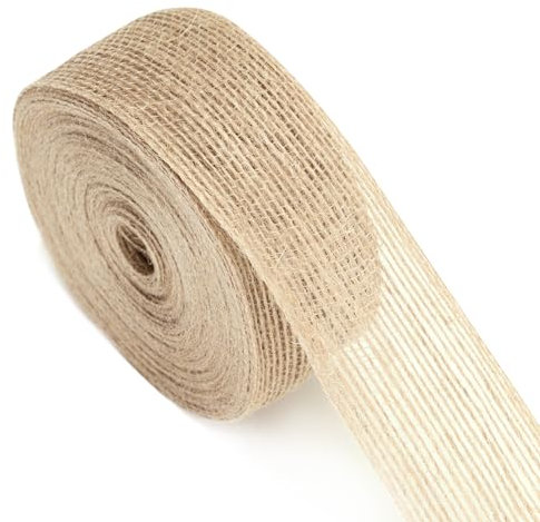 KINGLAKE Juteband Rolle 3.8cm Fein, 10M Juteband Jahrgang, Sackleinen Band Natür, Dekoband Jute Für DIY Handwerk Verpackung, Geschenk, Hochzeit, Weihnachten, Esstisch, Blumenstrauß Dekoration