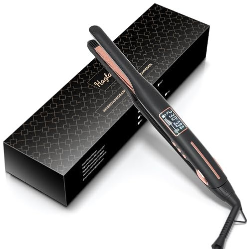 Mini Hair Straighteners, Haglater Pencil Straightener 3/8 Inch, Adjustable Temperature 80℃-230℃, 2 in 1 Straighteners and Curler for Short Hair, Bangs, Men Beard