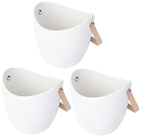 GANAZONO 3st Blumentopf Aus Keramik Hängende Blumentöpfe Eimer Blumenhalter Pflanzer Blumentöpfe Zum Aufhängen An Der Wand Hydrokulturvase Jarrones Decorativos Ornamente Weiß Saftig Büro