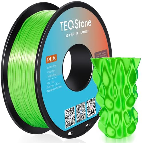 TEQStone Silk PLA Filament 1.75mm Grün 1KG, Maßhaltigkeit +/-0.02mm Spule Sauber Gewickelt 3D Drucker Filament Vakuumverpackung