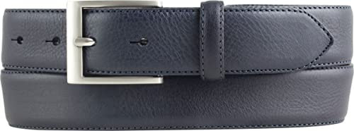 Hochwertiger Anzuggürtel aus Vollrindleder 3,5 cm | Bombierter Ledergürtel Herren 35mm | Business-Gürtel made in Italy | Marine 80cm