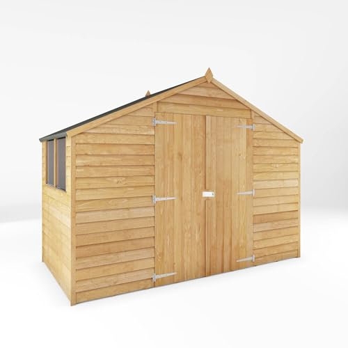Waltons 5 x 10 Overlap Wooden Workshop Shed | Apex Roof Garden Storage | Sturdy 7mm Overlap Cladding | Double Doors for Easy Access | Secure & Spacious Outdoor Shed 5ft x 10ft