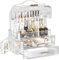 LINFIDITE Cosmetics Storage Box Transparent Lid Large Makeup Organizer Box Drawers Portable Handle Waterproof Dustproof Skincare Display Cases for Countertop, Bathroom, Dresser,Gift Clear