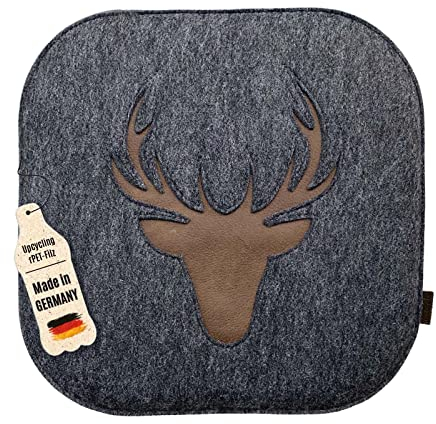 kontor28® - Sitzkissen Filz handgefertigt MADE IN GERMANY | Sitzkissen Stuhl 37,5x37,5 cm aus rPET-Filz extra weiche und robuste Polsterung | Sitzauflage Stuhl für In- und Outdoor | anthrazit 10er-Set
