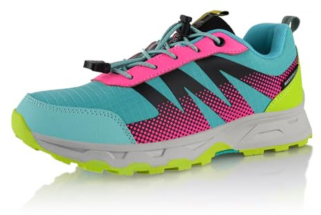 Fusskleidung® Damen Herren Wanderschuhe wasserdichte Trail Running Trekkingschuhe Türkis Pink EU 38