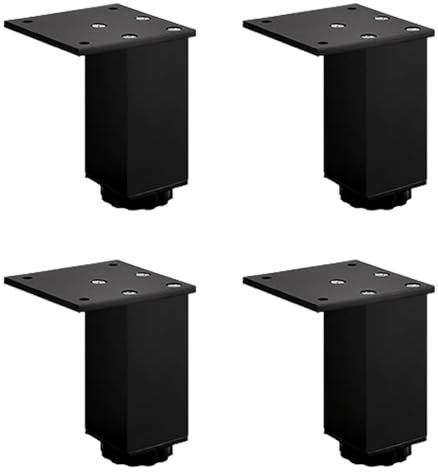 YJRZYQKXKL Furniture Legs Adjustable, 4pcs Square Furniture Feet Black Aluminum Alloy | Anodized Surface Table Legs Height: 3-40cm Sofa Legs Cabinet Feet Kitchen Foot-6cm/2.4