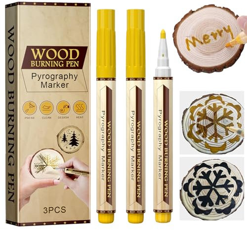 Hocklliy Wood Burning Pen, 3PCS Wooden Burning Gel Pen for Wood Burn, Craft Burn Torch Paste for Beginners DIY