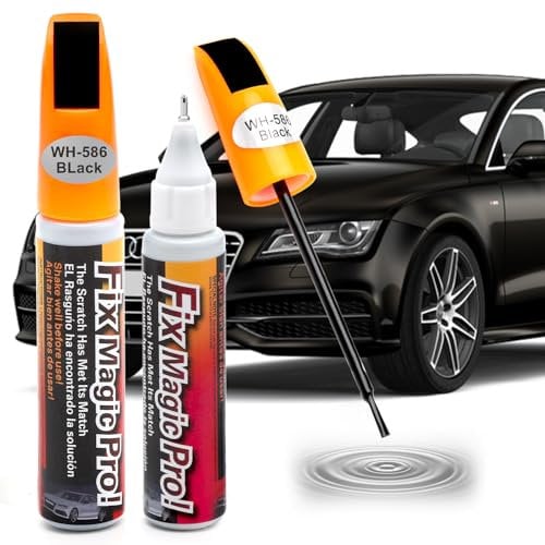 TNSLAND 2 Piezas Reparador Arañazos Coche Negro, 12ml Lápiz Reparador Arañazos Coche con Plumas y Cepillos, Profesional Pintura Negra Coche, Quita Arañazos Coche Negro para ArañAaos de Coche