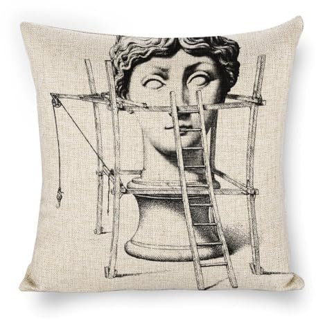 FimGlk Lina Cavalieri - Federa per cuscino in lino artificiale, federa decorativa personalizzata con viso artistico, 45 x 45 cm, stile 30