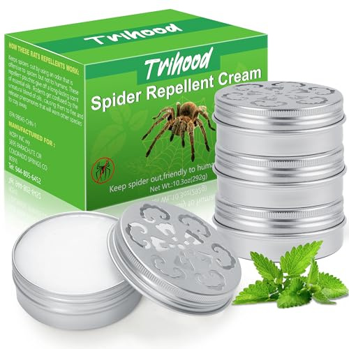 4 Pack Peppermint Oil Spider Repellent Indoor - Powerful Spider Repellent with Plant-Based Ingredients, Keep Spider Away from Indoor Outdoor Room Basement Garage Kids Pet Safe, Easy to Use