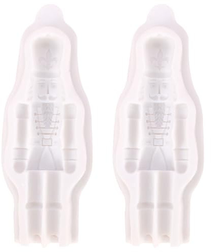 Amosfun Silikonformen für Nussknacker Soldat und Glatte 2 Stück Wiederverwendbare Weihnachtsbackform für Kekse und Fondant Dekorationen