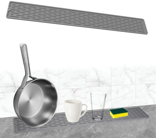 70 x 10 cm Abtropfmatte Schmal für Küche Spüle und Faucet | Silikon Abtropfmatte Schmal Rutschfest,Abtropfmatte Spüle Schmal Spülmaschinenfest,für Küche und Bad