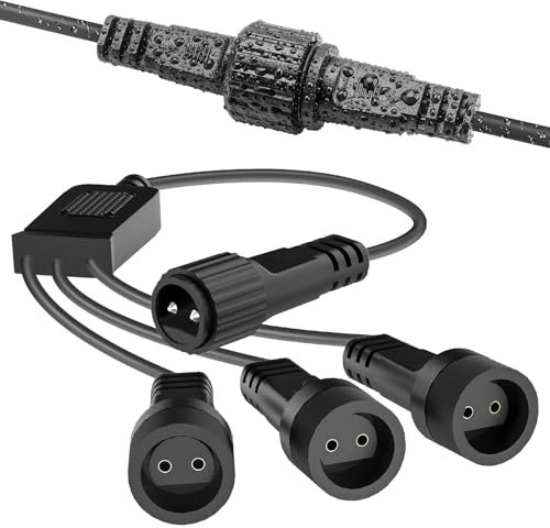 Gcstnn Connettore Luci Natale, Splitter Per Luci Natalizie, 2 Pin Splitter Distributore per Luci di Natale, IP65 Impermeabile Connettore Per Luci Natale Esterno, Luci Stringa, luci per tende