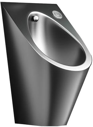 304 Stainless Steel Wall Mount Urinal for Men Universal Washout Urinal with Hand Press Flush Valve Ideal for Commercial and Home Bathroom Black (Pack of 4)