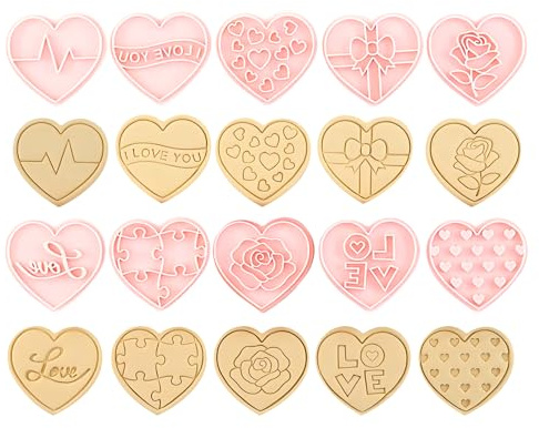 CutitiUU Lot de 10 Moule de biscuits de la Saint-Valentin,emporte-pièces 3D en forme de cœur pour la Saint-Valentin,emporte-pièces pour mariage,pour enfants,pour gaufrage,pain,gâteau