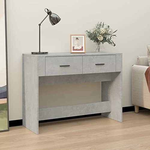 Brokky-Tavolino Consolle Grigio Cemento 100x39x75 cm Legno Multistrato Tavolo Consolle Allungabile,Tavolo Salvaspazio Multiposizione,Design Moderno Ed Elegante,Consolle per Casa E Ufficio