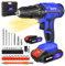 Perceuse Visseuse Sans Fil 21V, Visseuse Devisseuse Sans Fil avec 2 Batteries, 26 Accessoires et Boîte, 45Nm Max, 25+1 Réglages de Couple, 2 Vitesses, Lampe LED, pour la Bricolage à La Maison, Bleu