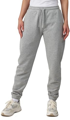 Snocks Jogginghose Damen - Komfortable Sporthose Damen mit Reißverschlusstaschen und Kuscheligem Innenfutter - Stilvolle Laufhose aus 100% Bio-Baumwolle - Ideal für Freizeit und Training L Grau